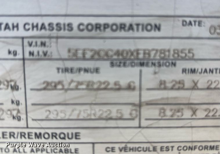 image for item DH8717 2015 Cheetah FB container trailer