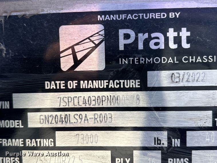 image for item DH8718 2023 Pratt GN2040LS9A-R003 container trailer