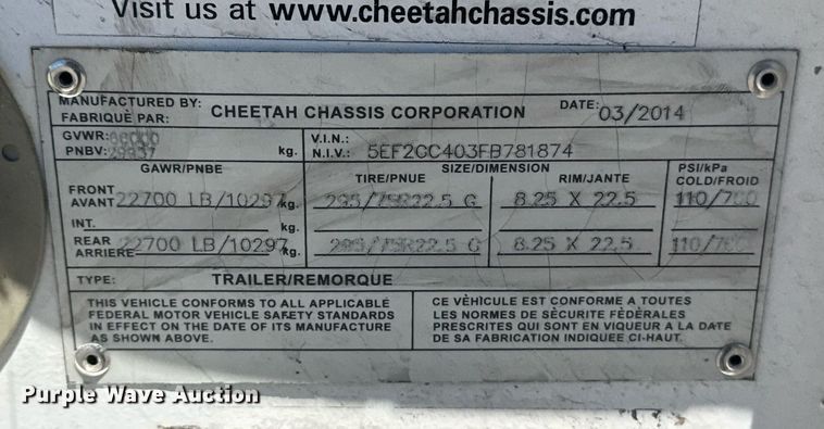 image for item DH8720 2015 Cheetah container trailer