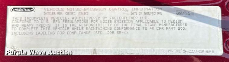 image for item DI9369 2016 Freightliner Business Class M2 truck cab and chassis