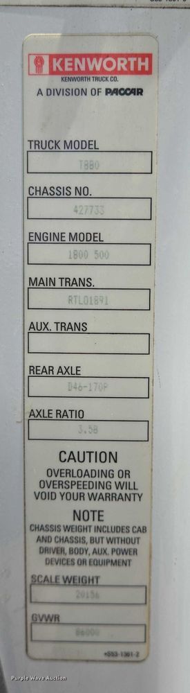 image for item DT4951 2020 Kenworth T880 semi truck