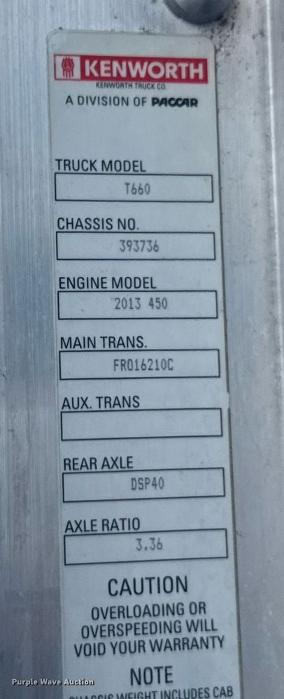 image for item DU9064 2014 Kenworth T660 semi truck