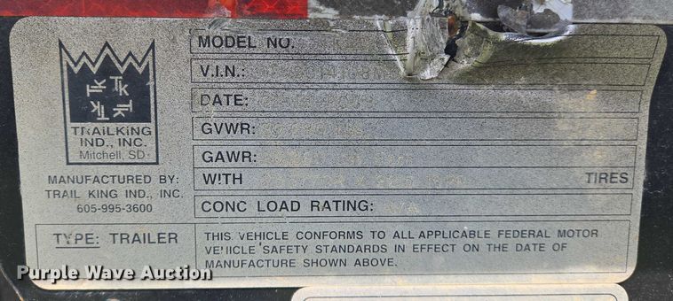 image for item DW7070 2008 Trail King stinger axle