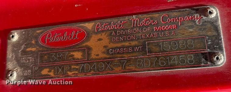 image for item DY0256 2008 Peterbilt 387 semi truck