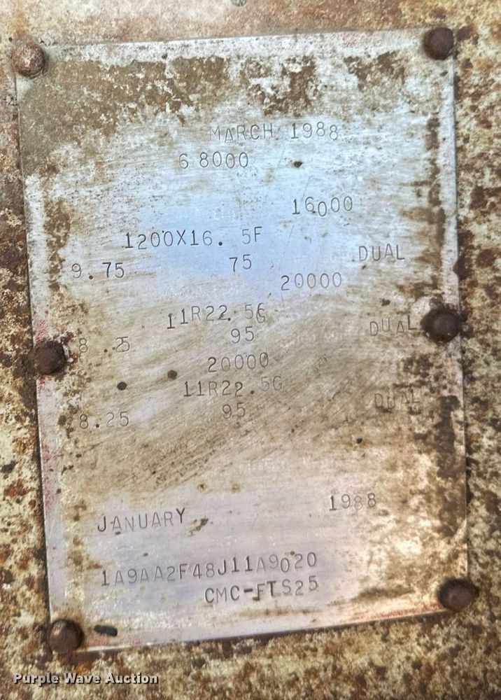 image for item EB2729 1988 CMC FTS25 end dump trailer