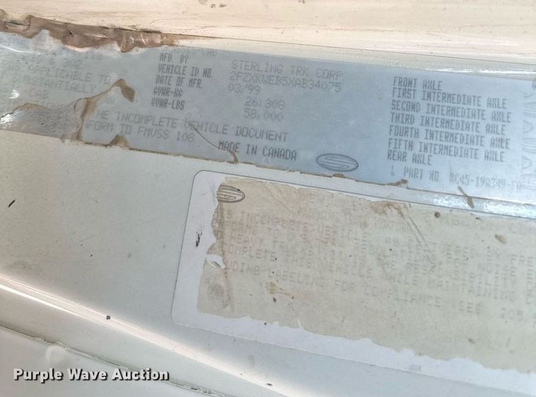 image for item EB2751 1999 Sterling A-Line crane truck