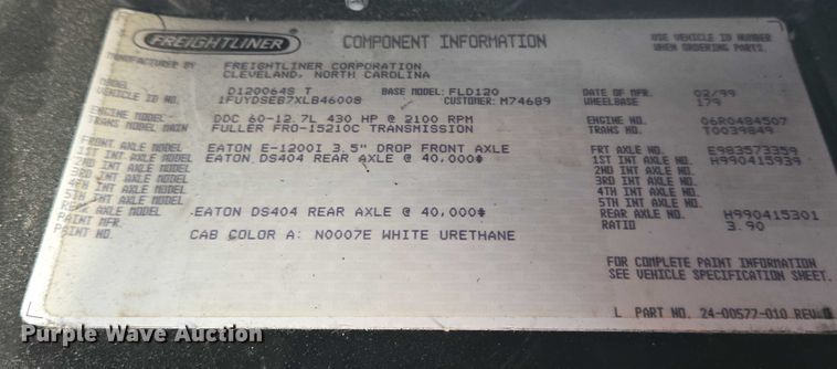 image for item EC4306 1999 Freightliner FLD120 semi truck