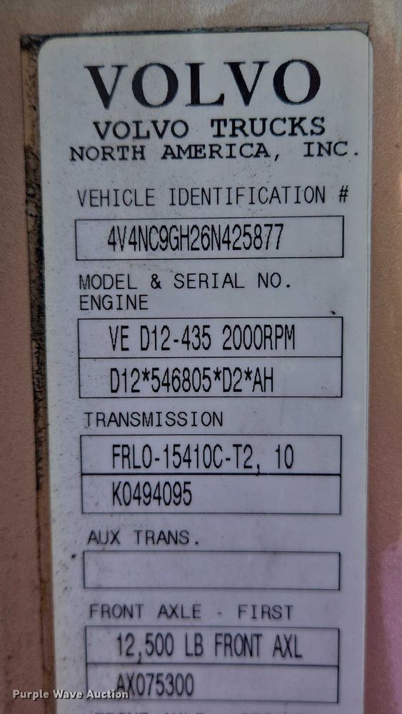 image for item EC4319 2006 Volvo Truck VNL semi truck