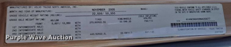 image for item EC4319 2006 Volvo Truck VNL semi truck