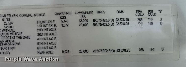 image for item EC4350 2019 Freightliner Cascadia 125 semi truck