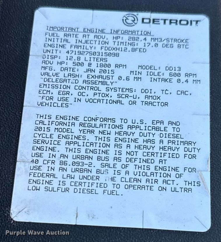 image for item EG5958 2016 Freightliner Cascadia semi truck