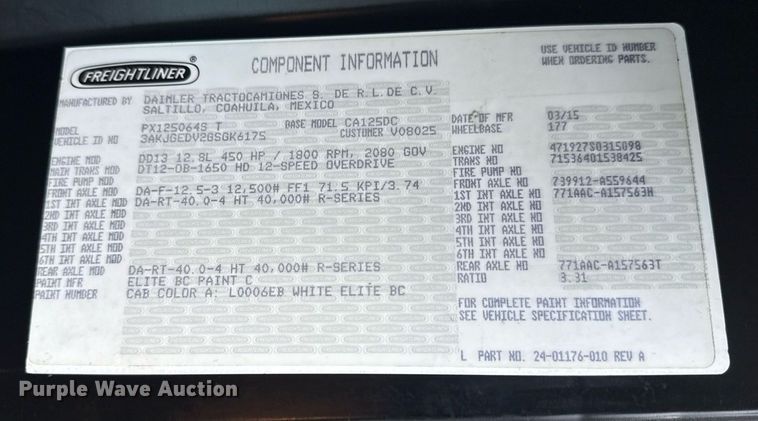 image for item EG5958 2016 Freightliner Cascadia semi truck