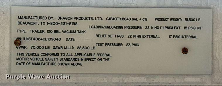 image for item EG5959 2012 Dragon Products vacuum trailer