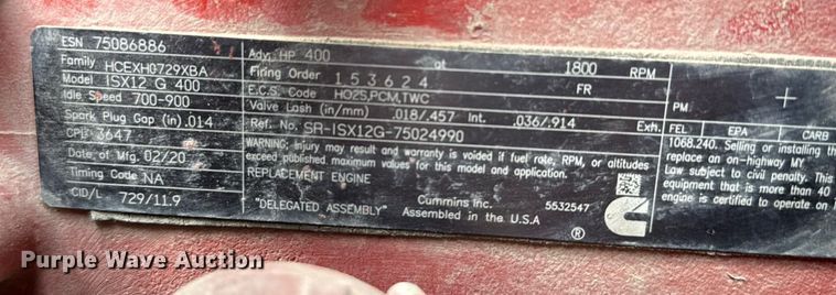 image for item EJ4614 2015 Mack CXU633 semi truck