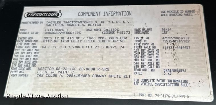 image for item EN4630 2015 Freightliner Cascadia 113 semi truck