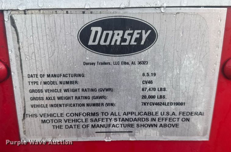image for item EN4640 2020 Dorsey CV46 walking floor trailer