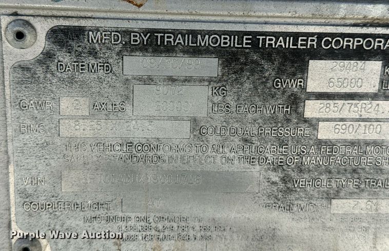 image for item FB9403 2000 Trailmobile refrigerated van trailer