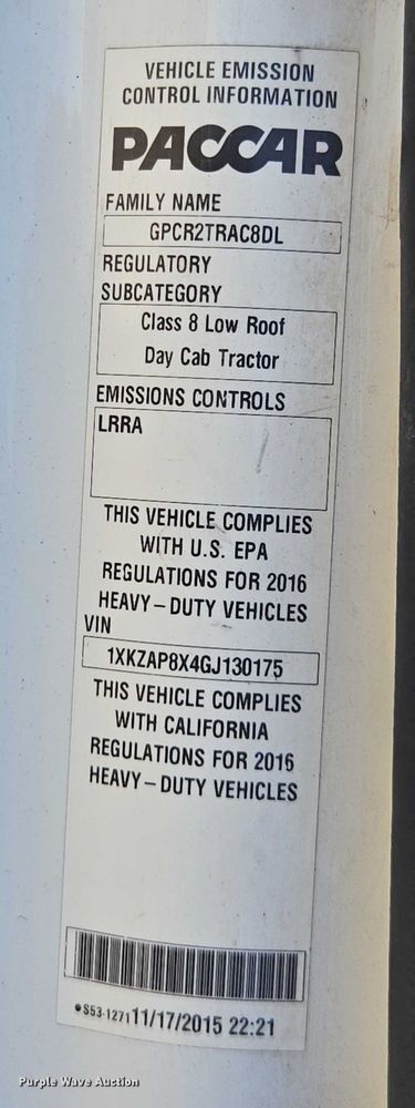 image for item FB9408 2016 Kenworth T880 semi truck