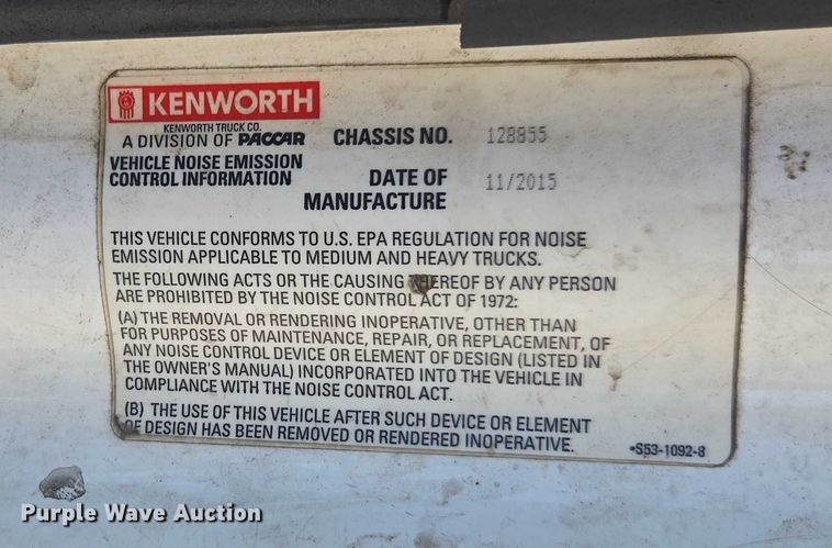 image for item FB9413 2016 Kenworth T880 semi truck