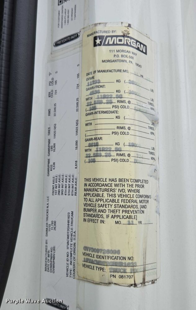 image for item YA0610 2016 Freightliner Business Class M2 box truck