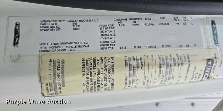 image for item YA0610 2016 Freightliner Business Class M2 box truck