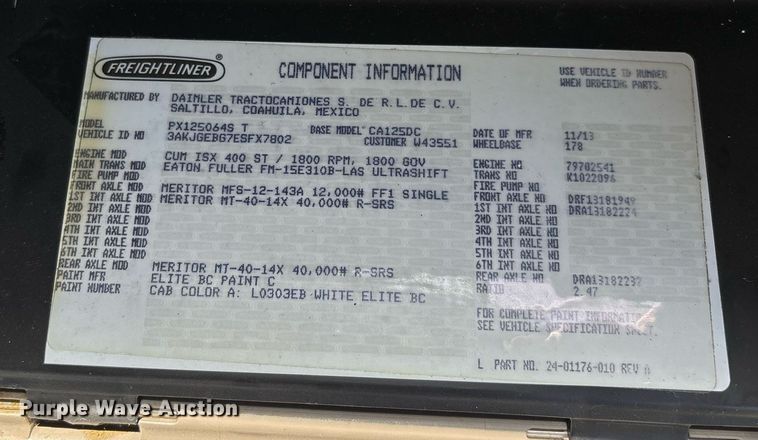 image for item YA0631 2014 Freightliner Cascadia 125 semi truck