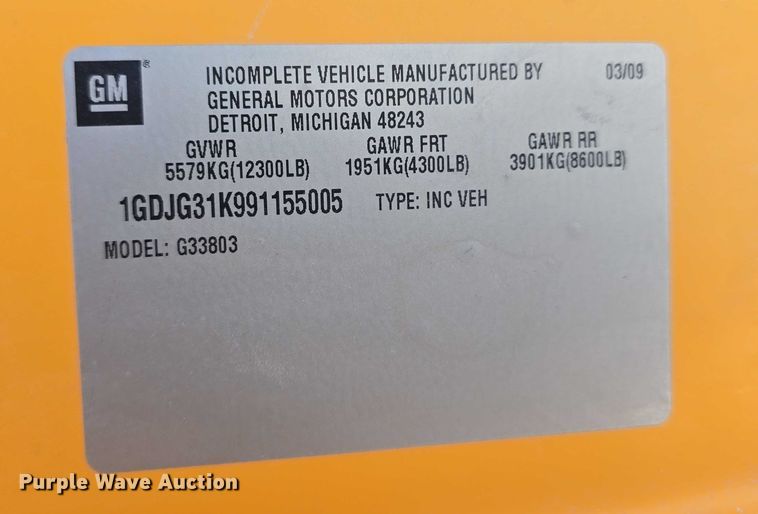 image for item DF8563 2009 Thomas Built Bus Co. GMC Savana G3500 school bus