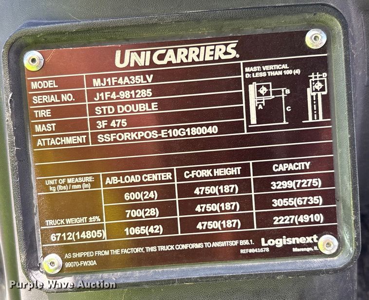 image for item DH8656 2015 Nissan PF80YLP forklift