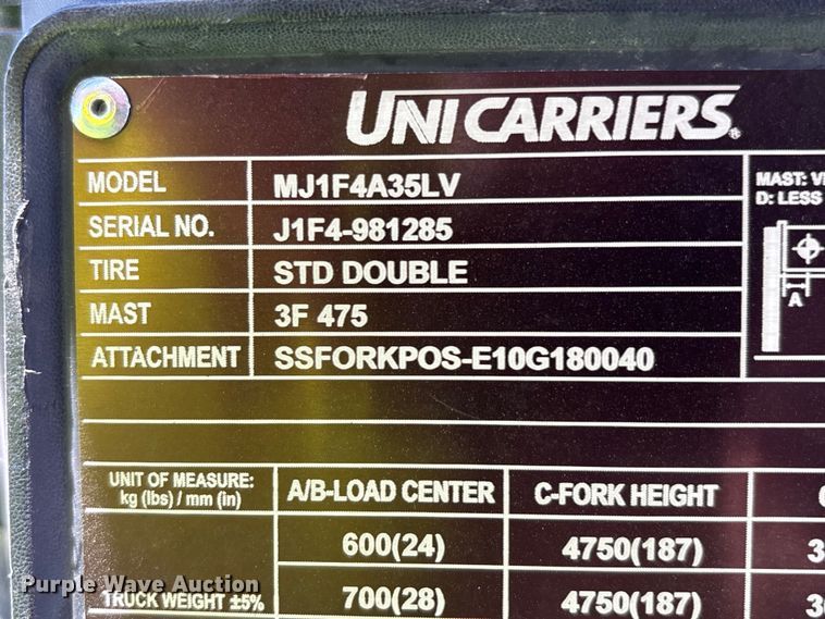 image for item DH8656 2015 Nissan PF80YLP forklift