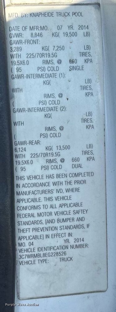 image for item DM1952 2014 Dodge Ram 5500 utility / service truck