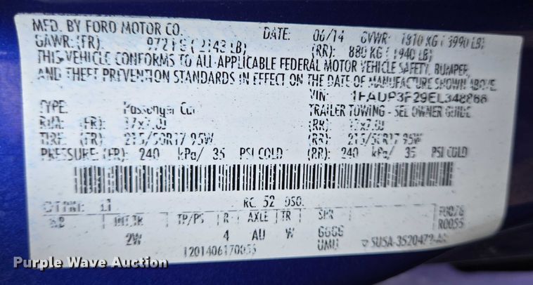 image for item DT4950 2014 Ford Focus 