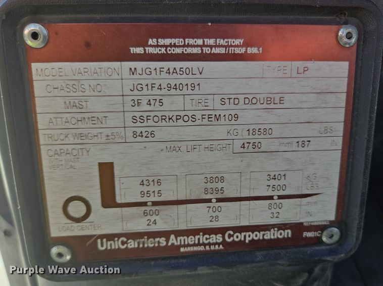 image for item DT7244 2015 Nissan PF110YLP forklift