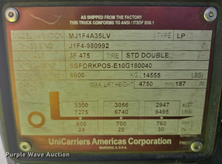 image for item DT7246 2015 Nissan PF80YLP forklift