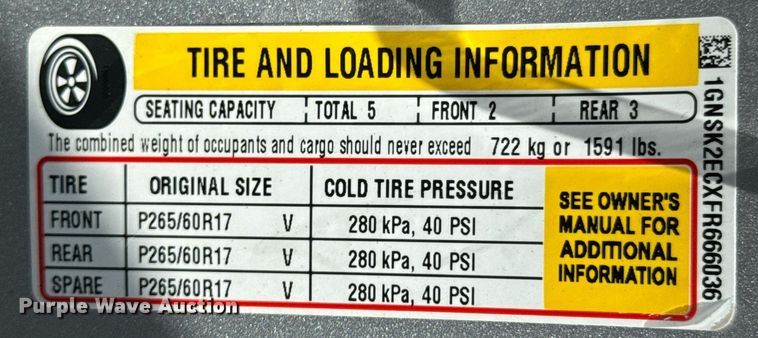 image for item DU9337 2015 Chevrolet Tahoe Police SUV