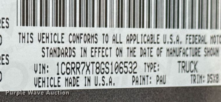 image for item DU9945 2016 Dodge Ram 1500  Crew Cab pickup truck
