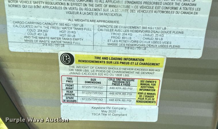 image for item DW5144 2021 Coleman  Keystone CM334BH21 camper