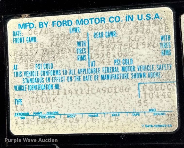 image for item DW7183 1988 Ford F150 XLT pickup truck