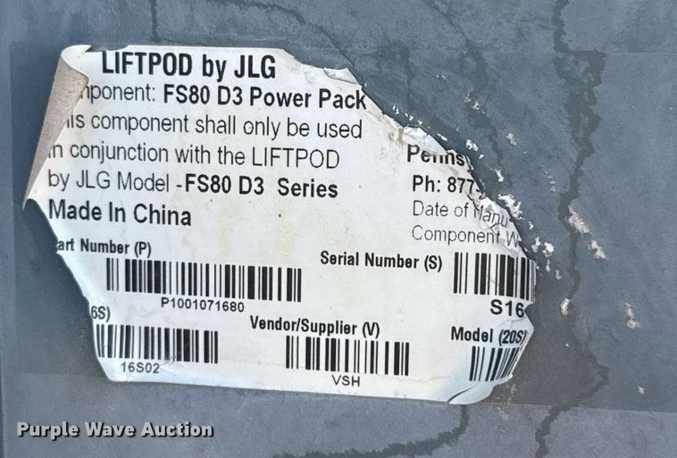 image for item DX5628 JLG FS80 D3 vertical lift