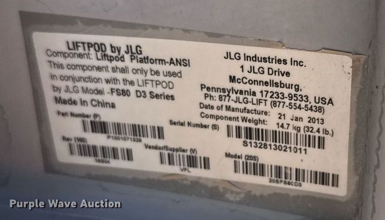 image for item DX5628 JLG FS80 D3 vertical lift