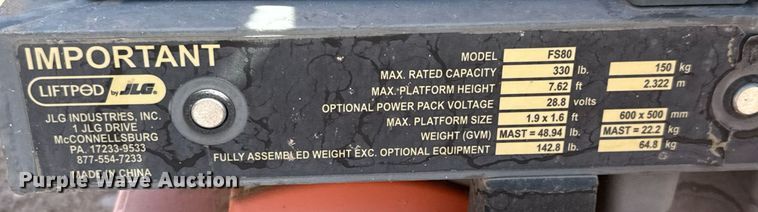 image for item DX5629 JLG FS80 D3 vertical lift