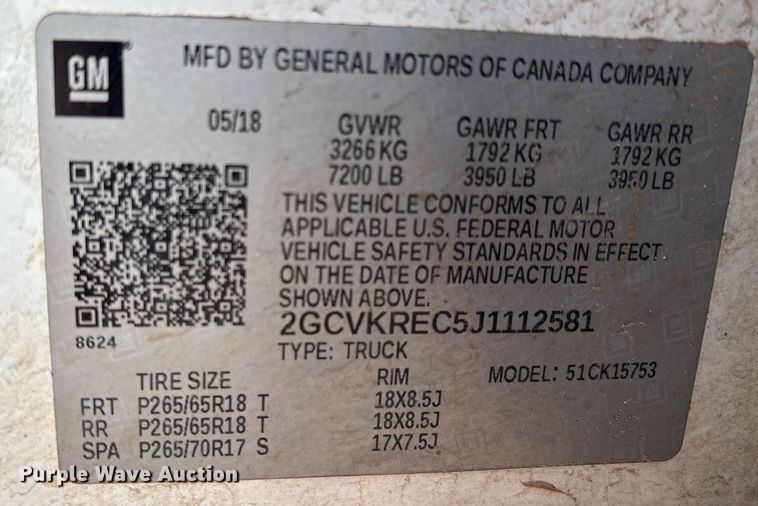 image for item DX8006 2018 Chevrolet Silverado 1500 Double Cab pickup truck