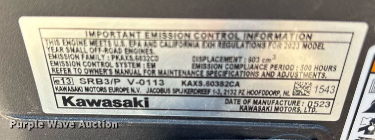 image for item DY0732 2023 Kubota WHF15-48-2 lawn mower