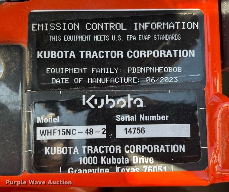 image for item DY0732 2023 Kubota WHF15-48-2 lawn mower