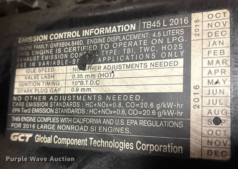 image for item DY0742 2016 UniCarriers PF80YLP forklift