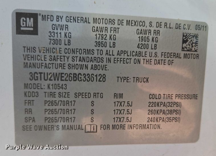 image for item DY0967 2011 GMC Sierra 1500 Crew Cab pickup truck