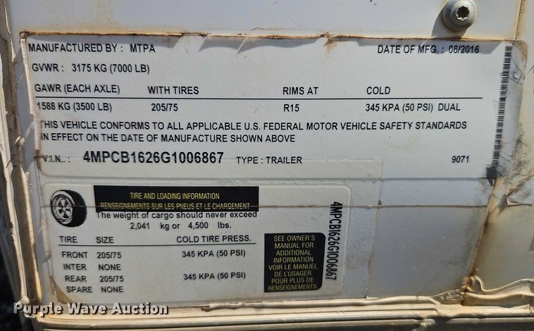 image for item EB8166 2016 MTPA  ProStar Windbreaker enclosed cargo trailer