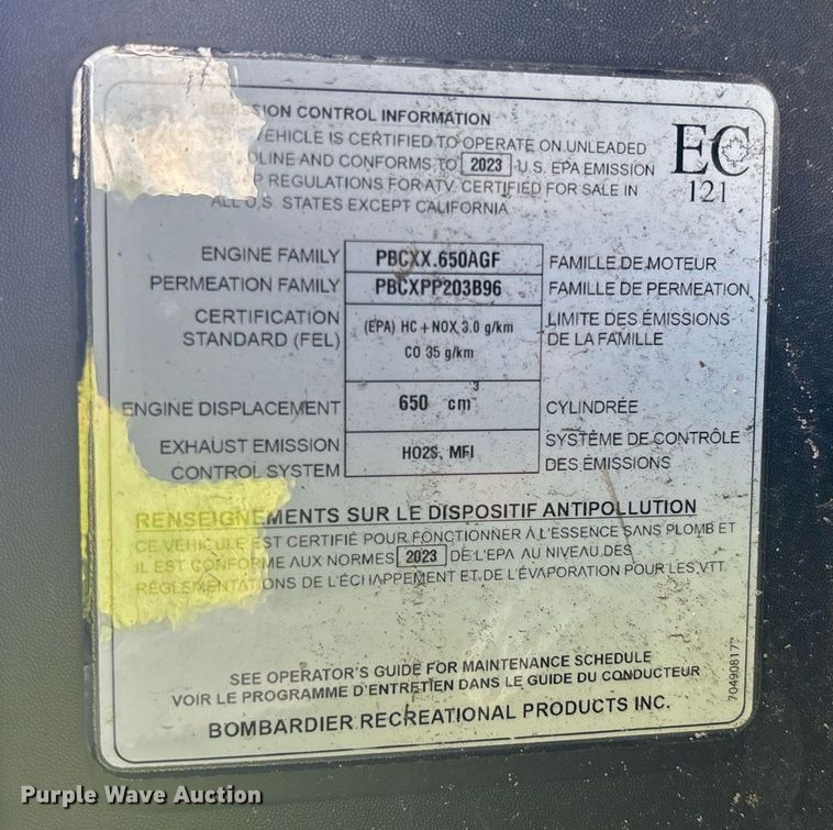 image for item EC3709 2023 Can-am Defender HD7 utility vehicle