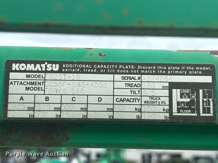 image for item EC3742 2011 Komatsu FG25T-16 forklift