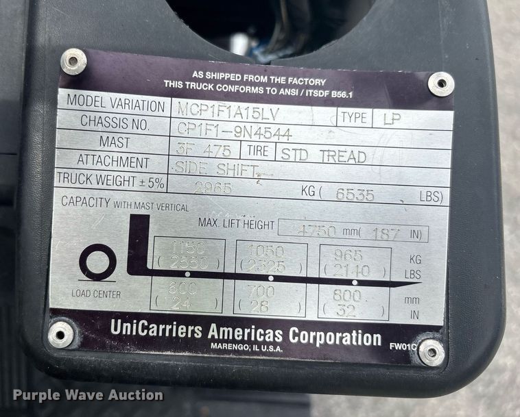 image for item EC3745 2015 Nissan AF35 forklift