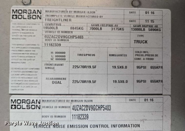 image for item EC4292 2016 Freightliner MT45 delivery truck